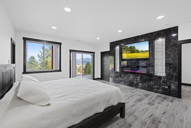 bedroom with wood-type flooring