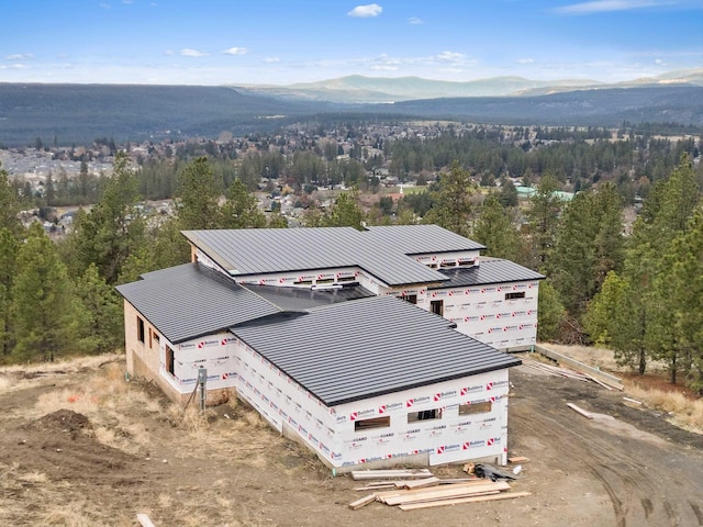 drone / aerial view with a mountain view