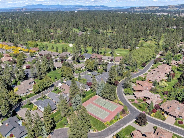 birds eye view of property with a mountain view