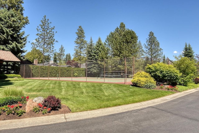 view of yard featuring tennis court