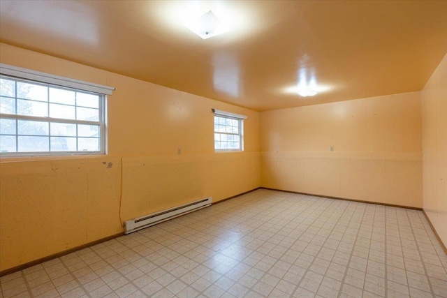 empty room featuring a baseboard radiator