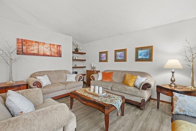 living room featuring light wood-type flooring