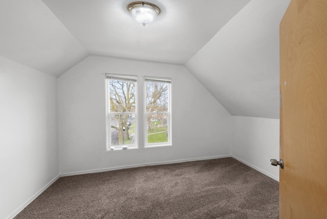 additional living space featuring carpet flooring and vaulted ceiling