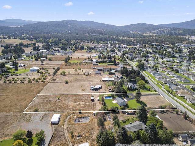 birds eye view of property featuring a mountain view