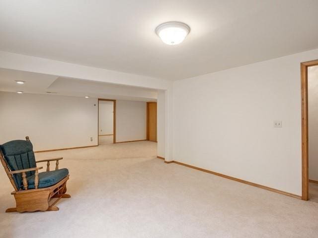 living area featuring carpet floors