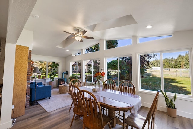1323 E Deerhaven Ave Dalton Gardens, Dalton Gardens, Coeur D Alene, ID 83815 - dining space featuring ceiling fan, wood-type flooring, and lofted ceiling