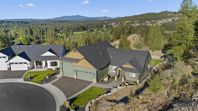 aerial view featuring a mountain view