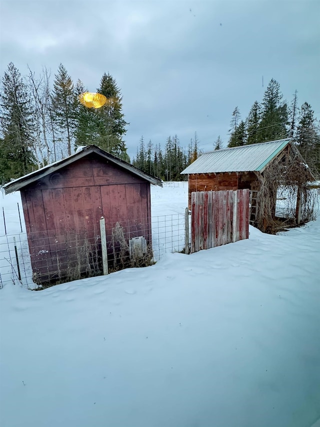 view of snow covered structure