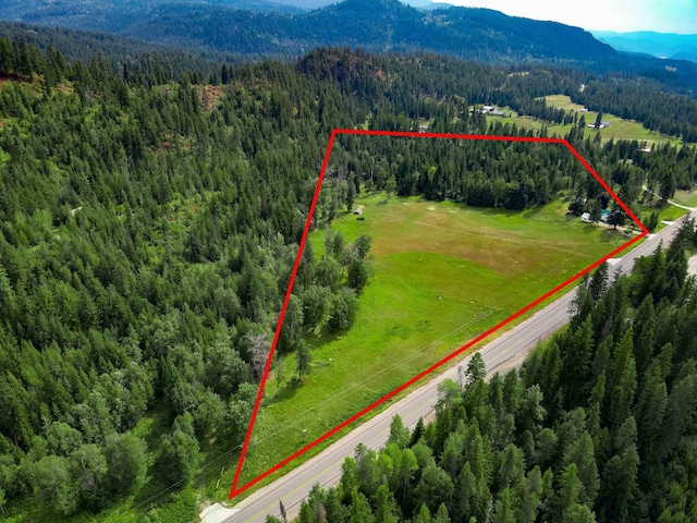 birds eye view of property with a mountain view