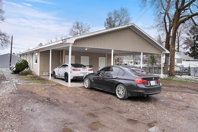 exterior space featuring a carport