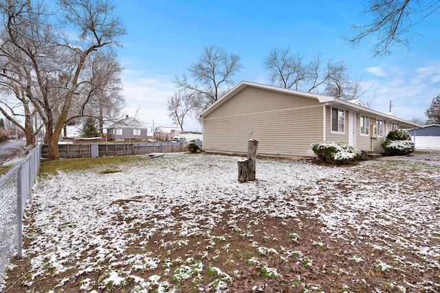 view of snow covered exterior