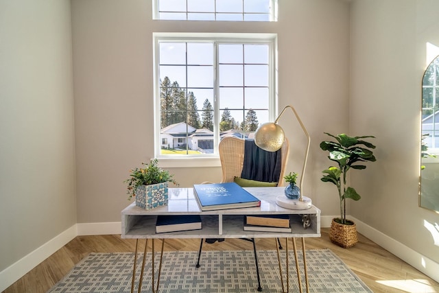 office area with light wood-type flooring