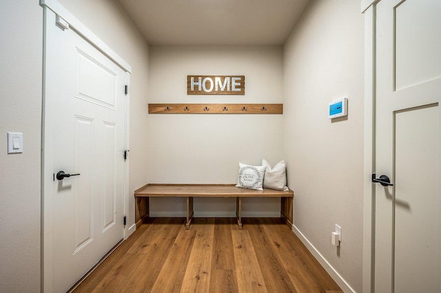 mudroom with hardwood / wood-style floors