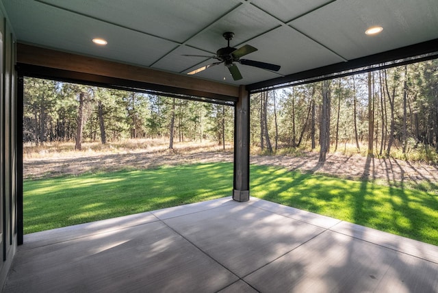 view of patio / terrace featuring ceiling fan