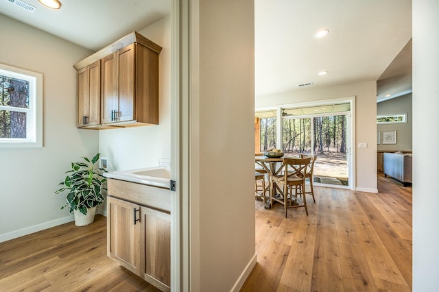 kitchen featuring light hardwood / wood-style floors