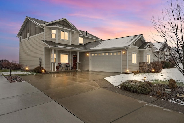 craftsman inspired home with a garage