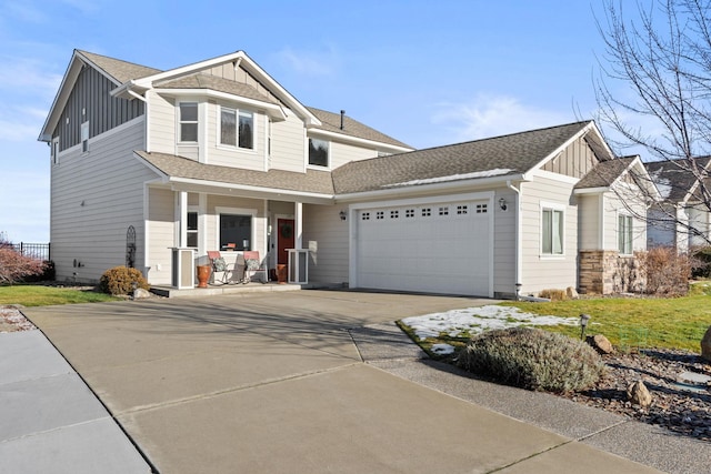 craftsman-style house featuring a garage