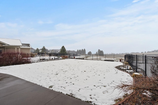 view of yard covered in snow