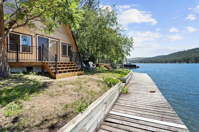 view of dock featuring a water view