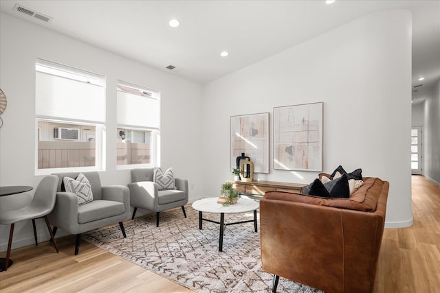 living room with light wood-type flooring