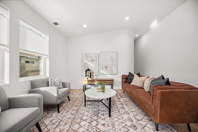 living room featuring light hardwood / wood-style flooring