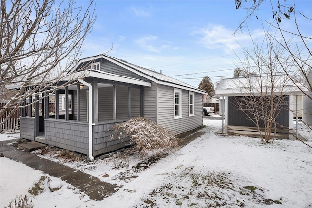 view of snowy exterior