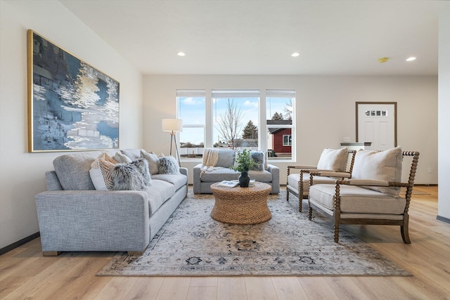 living room featuring light hardwood / wood-style floors