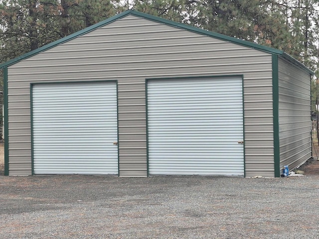 view of detached garage