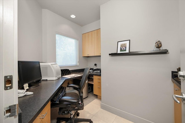 home office featuring light tile patterned floors