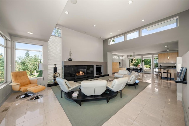 view of tiled living room