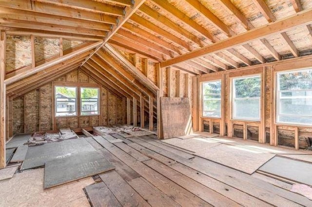 view of unfinished attic