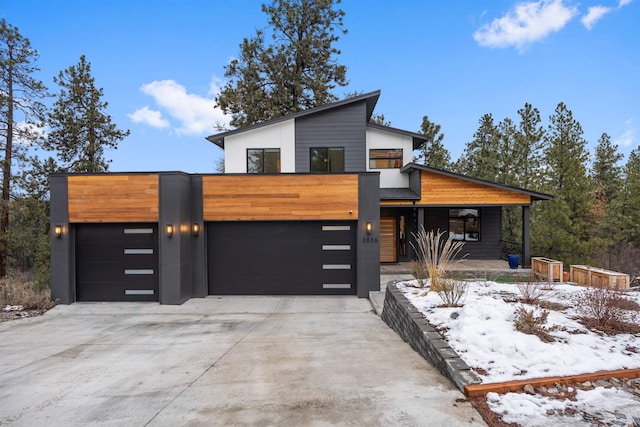 contemporary house featuring a garage