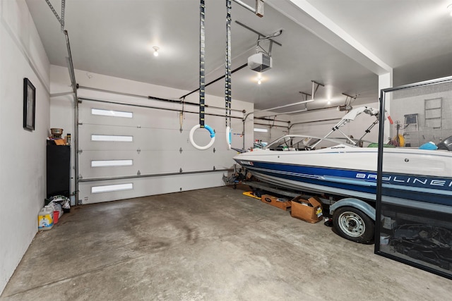 garage with a garage door opener