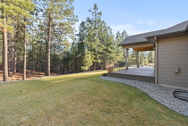 view of yard featuring a deck