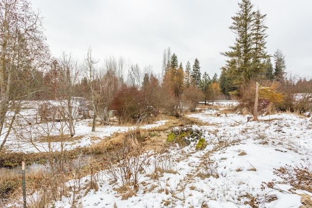 view of snow covered land