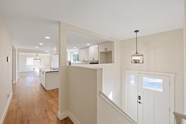 entryway featuring light hardwood / wood-style floors and plenty of natural light