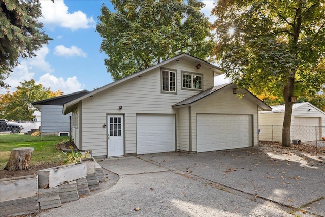 exterior space with a garage