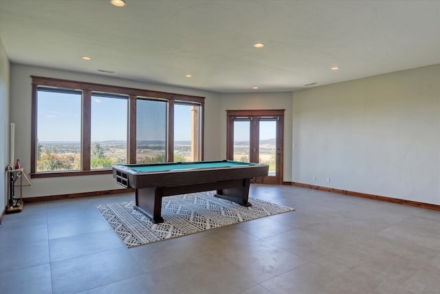 playroom featuring a healthy amount of sunlight and billiards