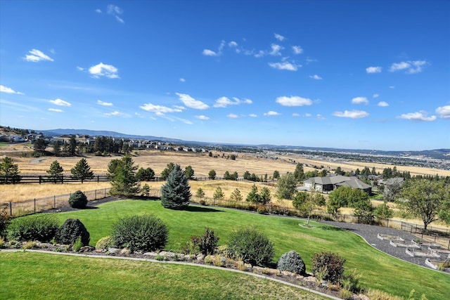 birds eye view of property with a rural view and a mountain view