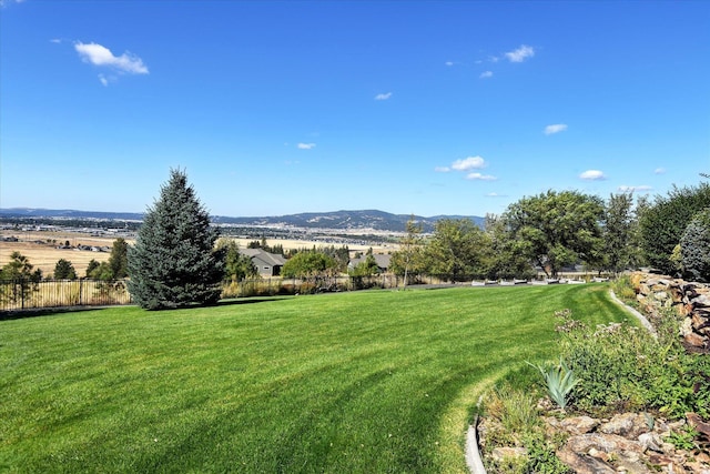 view of yard featuring a mountain view