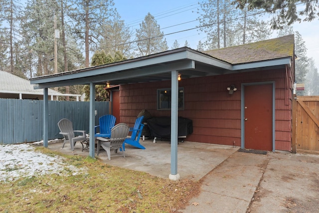 view of outdoor structure featuring a fire pit