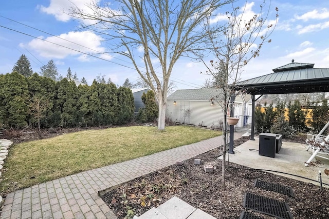 view of yard with a patio area and a gazebo