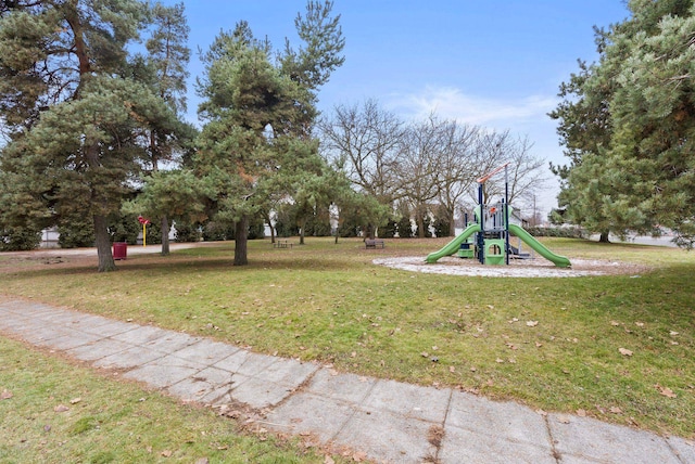 view of yard featuring playground community
