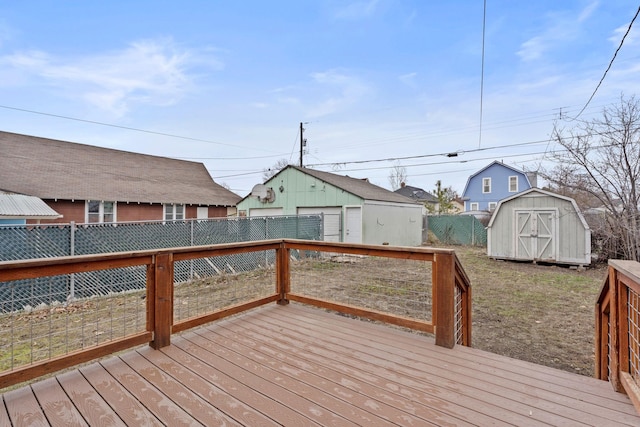 deck with a shed