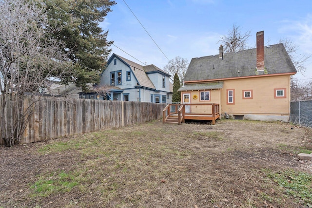 view of yard with a deck