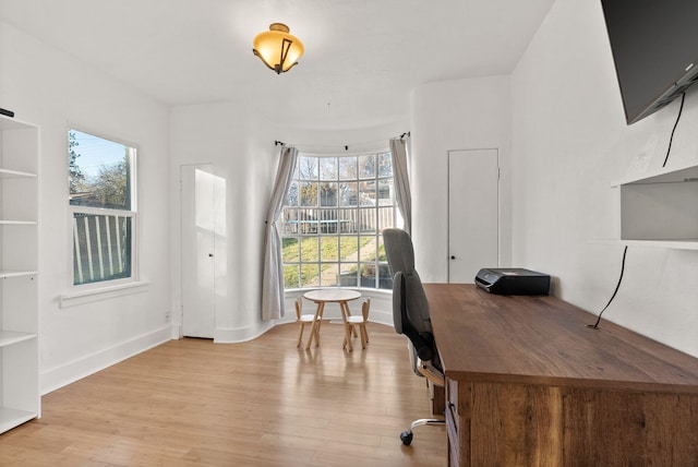 home office featuring light wood-type flooring