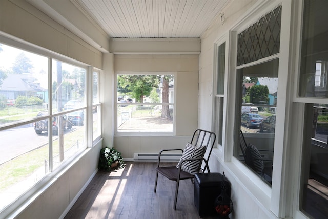 sunroom / solarium with a baseboard radiator