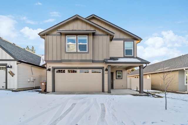 view of front of property with a garage