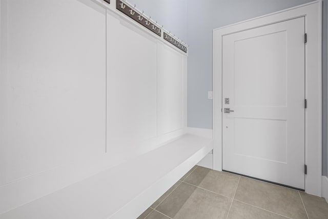 mudroom featuring light tile patterned flooring