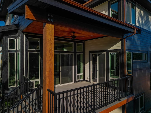 deck featuring ceiling fan